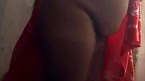 Ebony babe steps from shower with wet pussy