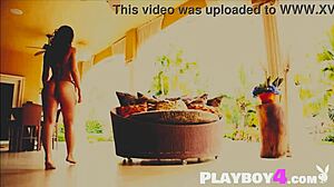 Sexy Big Tits Blonde Strips Naked on Beach