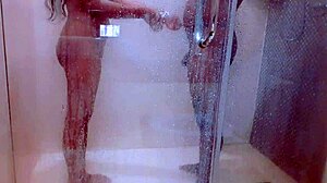 Hot Indian couple enjoys intimate shower sex close-up
