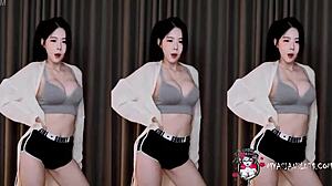 sexy korean striptease dance turns into hot blowjob
