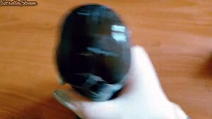 i glove-jerk this massive black dildo close-up feeling so horny pov