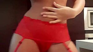 Blonde bombshell in lingerie fingers wet hairy pussy for cuck hubby