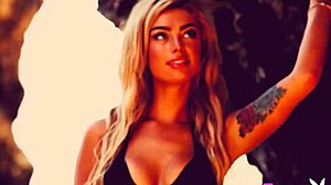 Sexy Big Tits Blonde Strips Naked on Beach