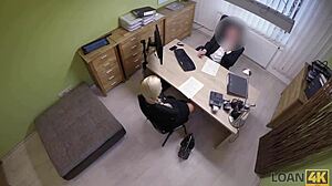Naughty Czech agent runs sex casting fuck in loan office for cash