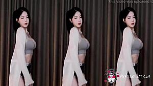 sexy korean striptease dance turns into hot blowjob