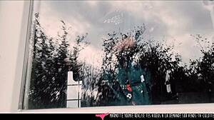 your hot french neighbor strips lingerie masturbates voyeur window show