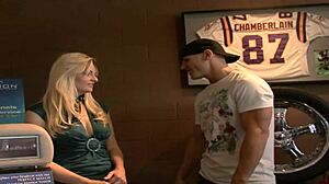 Busty Blonde Deepthroats Cock Then Takes Pussy Pounding