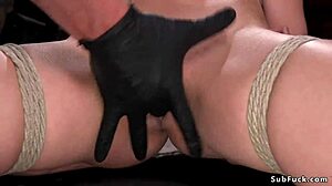 Hogtied Brunette Slave Endures Rough BDSM Orgasm Pain