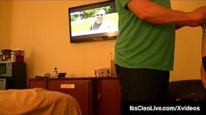 cam cutie its cleo bends over for deepthroat then takes facial cumshot on freckles