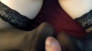 Teen babe in stockings gives first footjob fetish cumshot homemade POV tattoo