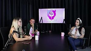 Lexi mallet loves sloppy blowjobs and reverse gangbang in sheer red lingerie