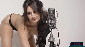 mexican latina teen eliza ibarra strips teasingly outdoors for playboy softcore