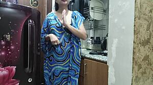 indian stepmom sneaks in kitchen horny watching stepsons cock before riding