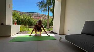 yoga teacher's shaved pussy lips tease my cock in outdoor fantasy fuck