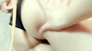 bound feet fetish babe licks cum during intense blowbang bondage session