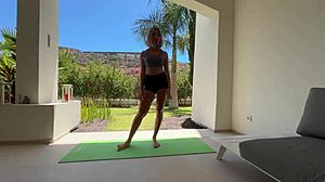 yoga teacher's shaved pussy lips tease my cock in outdoor fantasy fuck