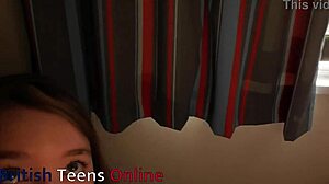 shy british teen drops panties for her debut cock sucking closeup