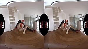 Shaved brunette bombshell takes taboo pov assfucking on big natural boobs