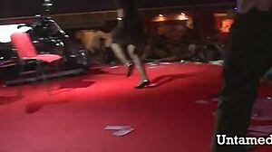 Naughty Brunette Slowly Strips Clothes While Dancing Seductively