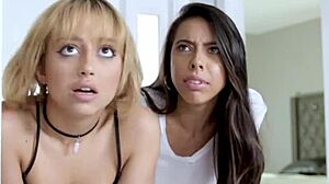 horny stepdaughter's tiny tits bounce as old man fucks her deep