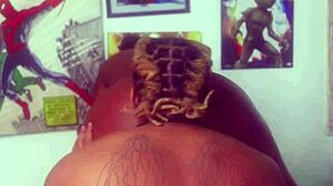 ebony bondage massage ends with big black cock creampie