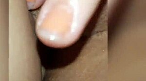 young wet teen explores her body in slow intimate solo play