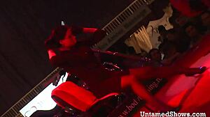 Naughty Brunette Slowly Strips Clothes While Dancing Seductively