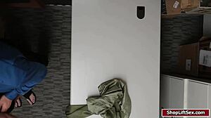 LP Cop Pounds Nerdy Shoplifter's Tight Pussy Doggystyle Office Fuck