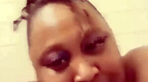 cheating ebony slut teases in steamy shower