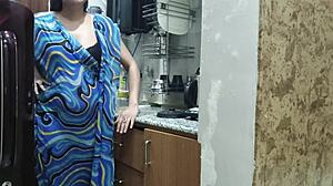 indian stepmom sneaks in kitchen horny watching stepsons cock before riding