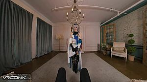 skinny bronya cosplay in stockings moans as big cock bangs her deep pov