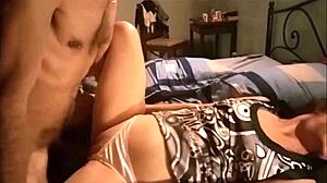 amateur french blonde slut rims doggy in satin panties pov