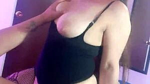 Sexy cowgirl Valery Saenz rides hard in HD with stockings tight pussy creampie finish