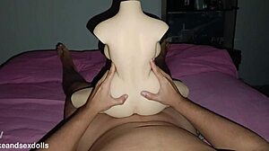 sally cowgirl rides huge fuckdoll to creampie