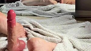 warning! close-up barefoot milf spreads big pussy lips rides huge dildo on fat ass