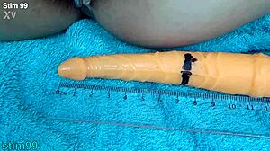 Japanese Milf Cervix Pounded by German Penis Dildo and Chopsticks