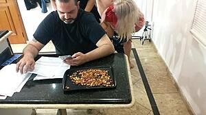 hot milf and daughter bareback pounding behind clueless dad's back