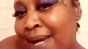 cheating ebony slut teases in steamy shower