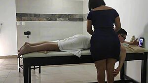 Big ass latina milf turns massage into rimjob deepthroat doggystyle heat