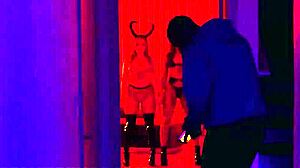 Risky corners anna claire clouds and sisi rose for halloween ffm couch threesome.