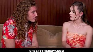 Big ass milf therapist licks tiny teen stepsis pussy threesome