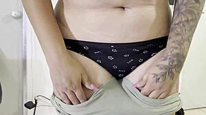 hey infiel comes home from gym with trainer's cum dripping from her wet pussy wanna taste?