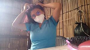 real nurse milf masturbates big pussy after horny hospital shift