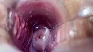 close-up pussy clenches hard during intense vaginal orgasm spasms