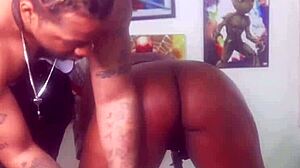 ebony bondage massage ends with big black cock creampie