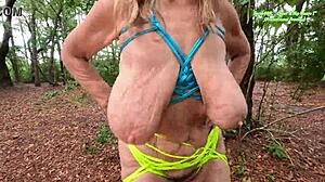 Hey Granny, Flash Those Saggy Tits And Trimmed Pussy Outdoors Bound?