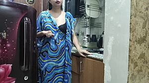 indian stepmom sneaks in kitchen horny watching stepsons cock before riding