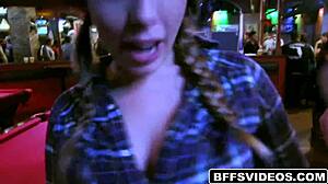 seductive petite teen cowgirl rides hard in group bang with small tits bouncing