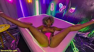 FLEXIBLE EBONY WITH HUGE CLIT GETS ASS FISTED ROUGH BY MONSTER COCK