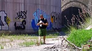 hey fill this busty brunette's big booty with cum. outdoor cave doggystyle pounding